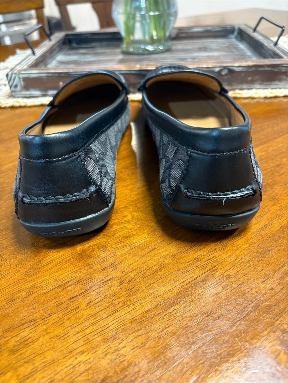 Coach Gray & Black Signature Canvas Penny Loafers - Picture 5 of 7